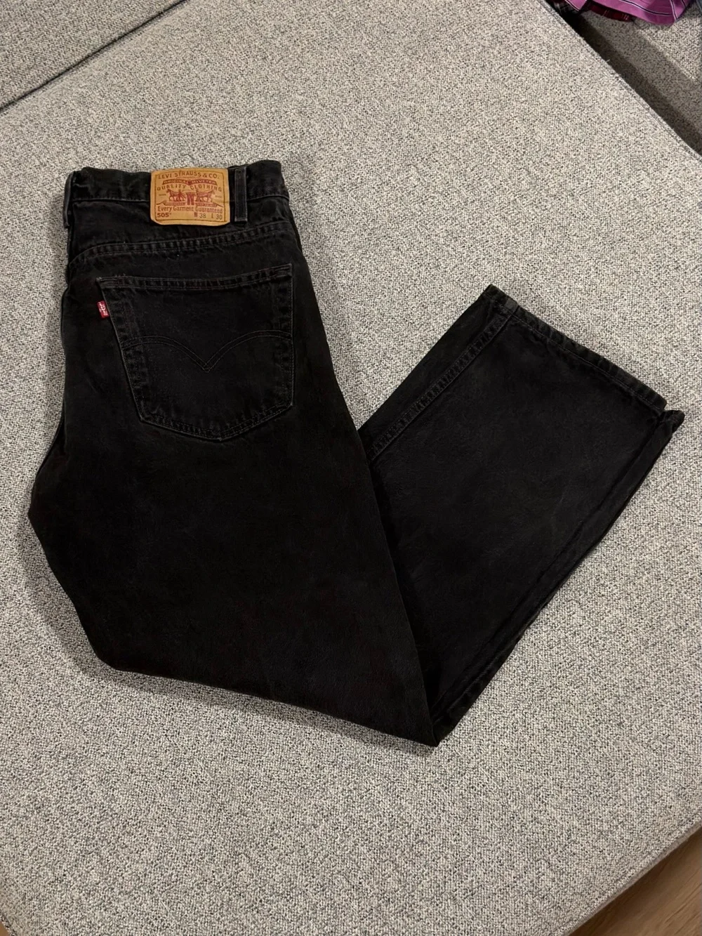 Vintage 1999 Levis 505 Jeans Mens 38x30 Black Faded Denim Made Mexico Straight